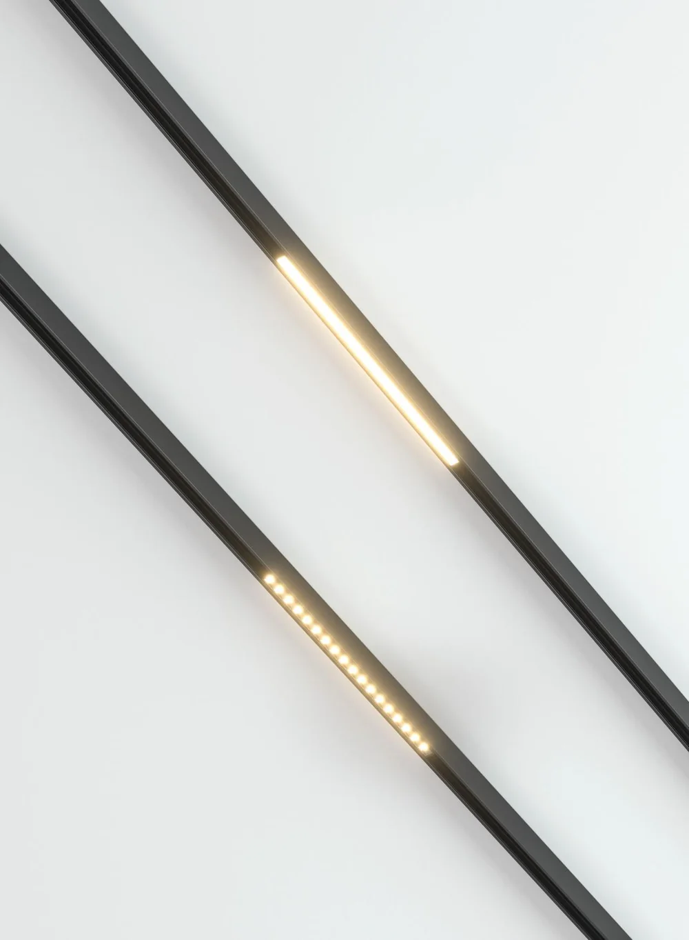Black magnetic track lighting with linear light modules